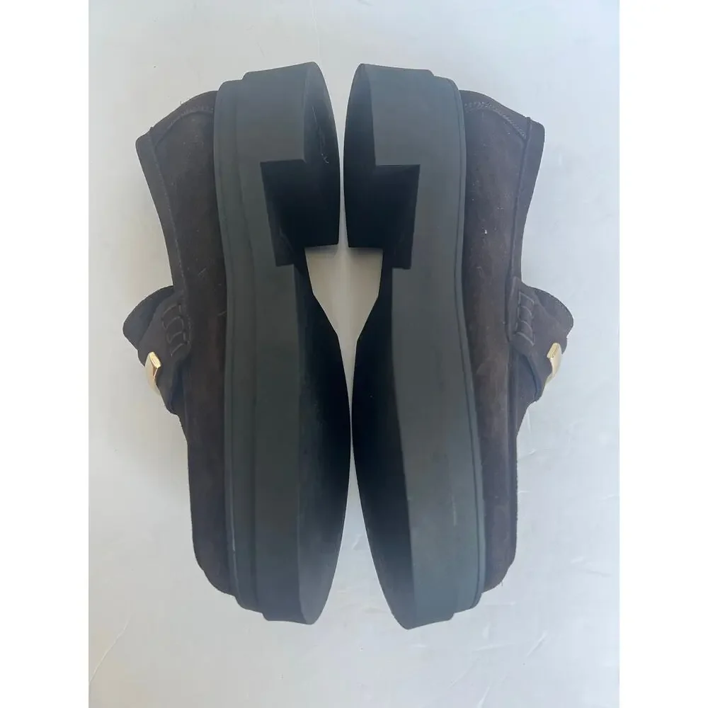 NWT Steve Madden Rodrigo‎ Brown Suede Slip On Lug Sole Loafer Platform Shoes 7.5